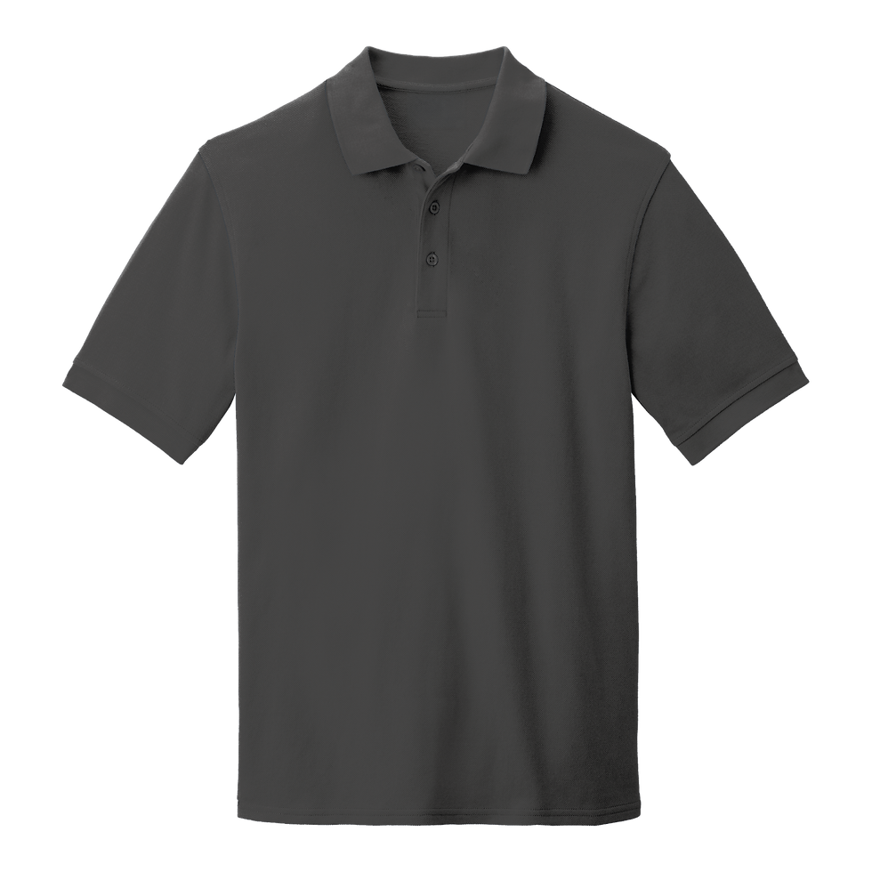 Men's charcoal classic fit short sleeve polo shirt.