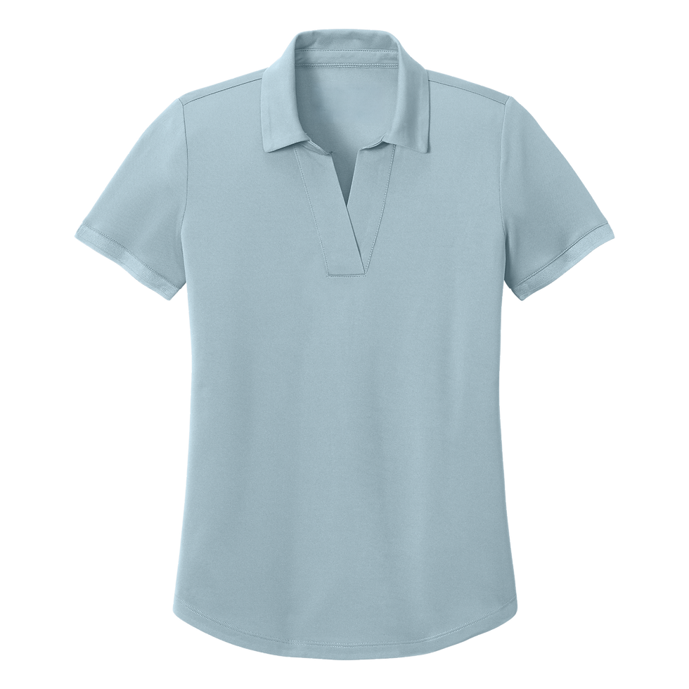 Mercer+Mettle women's short sleeve v-neck polo shirt in celestial blue.
