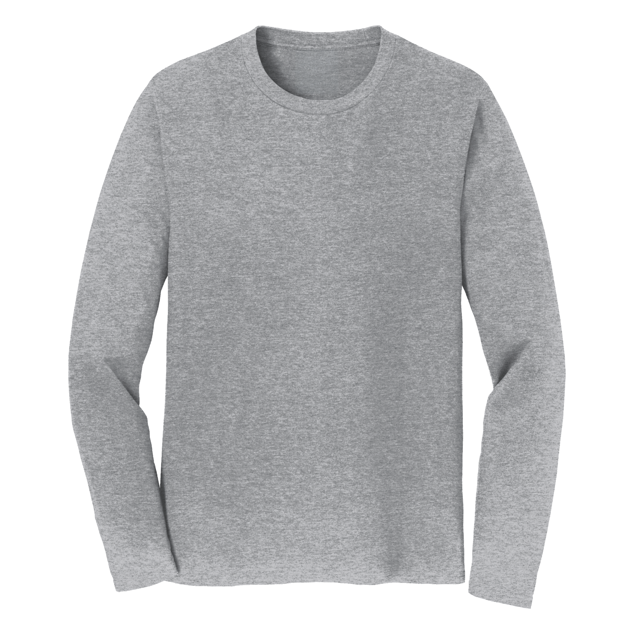Port & Company athletic heather long sleeve crewneck t-shirt, front view.
