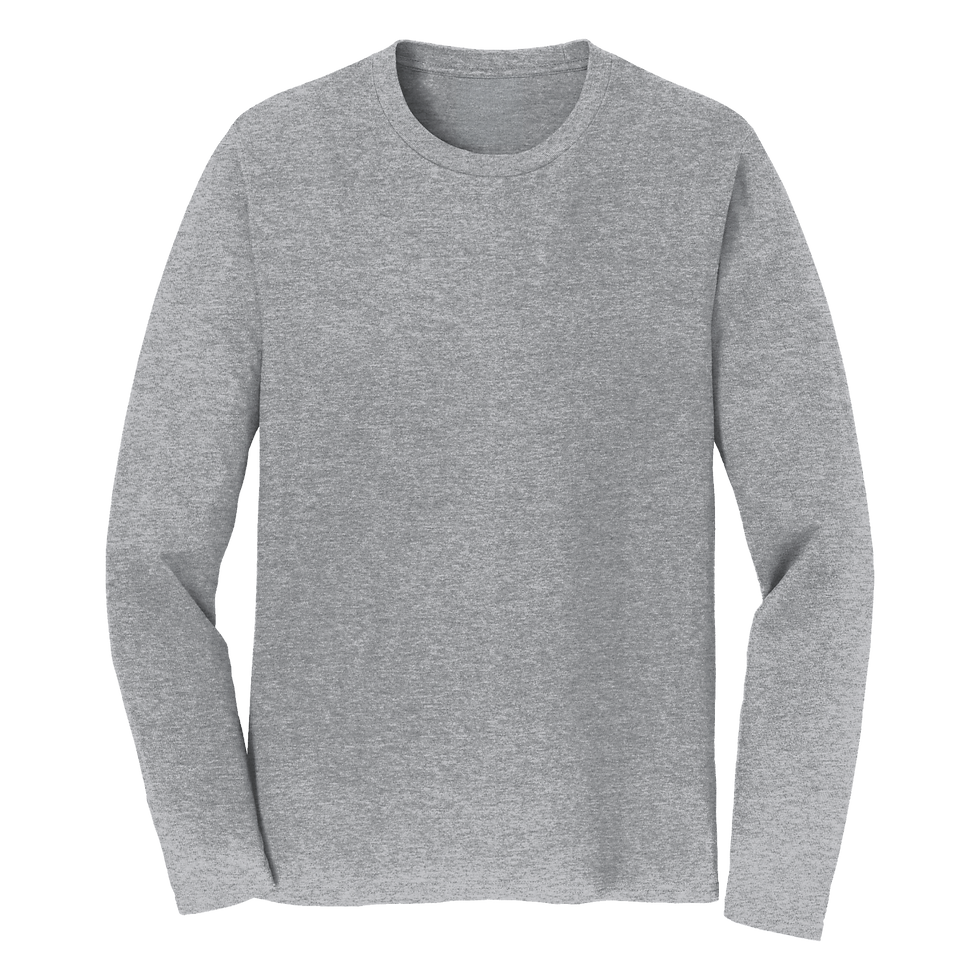 Port & Company athletic heather long sleeve crewneck t-shirt, front view.