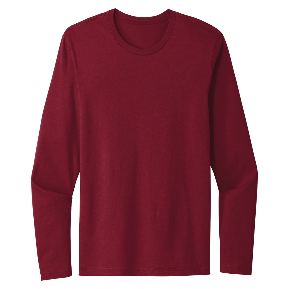 Cardinal Next Level Apparel long sleeve crew neck t-shirt front view.
