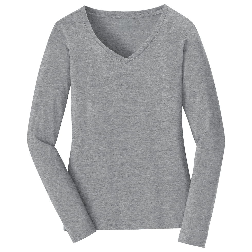 Athletic heather women's Port & Company long sleeve v-neck t-shirt.
