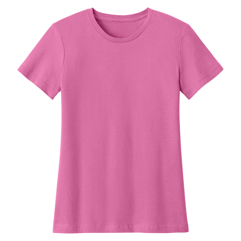 Gildan women's crew neck short sleeve t-shirt in azalea, front view.