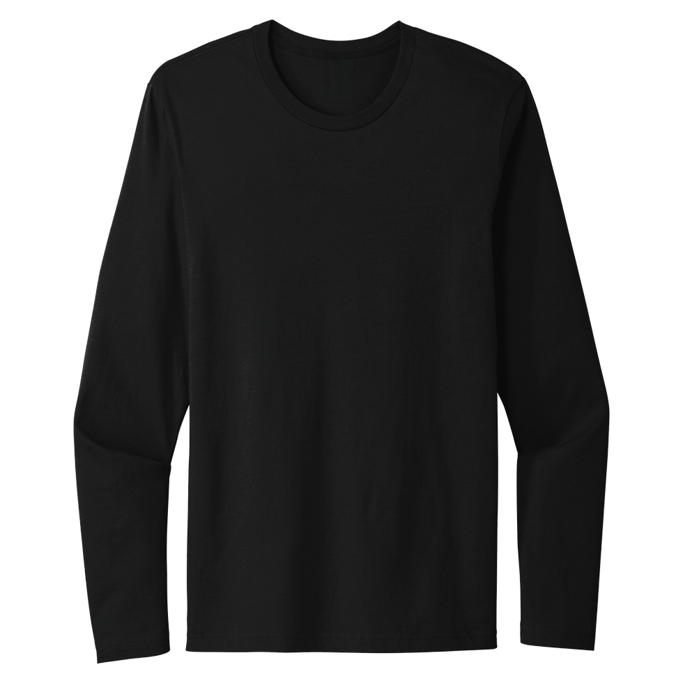 Black Next Level Apparel long sleeve crew neck t-shirt front view.