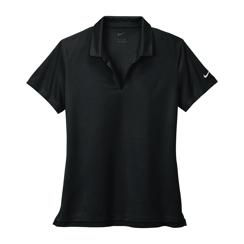 Women's Nike short sleeve v-neck polo shirt in black.