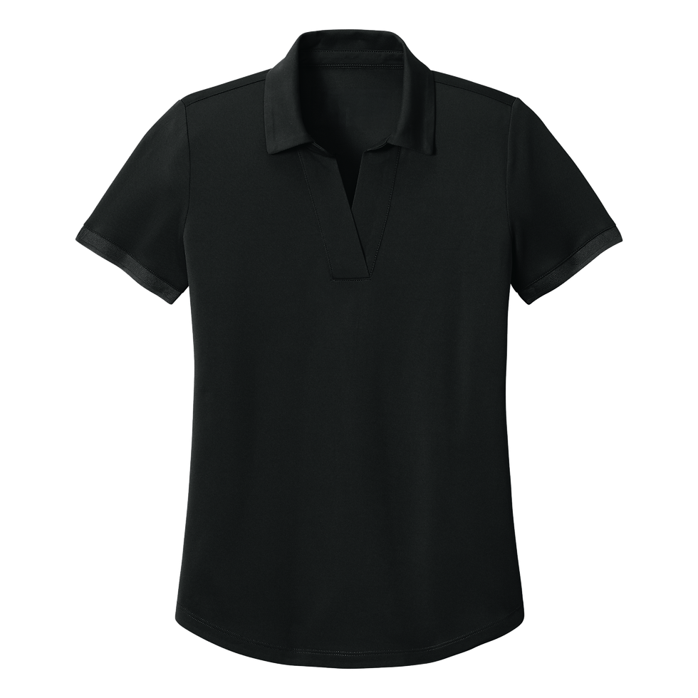 Mercer+Mettle women's short sleeve v-neck polo shirt in deep black.