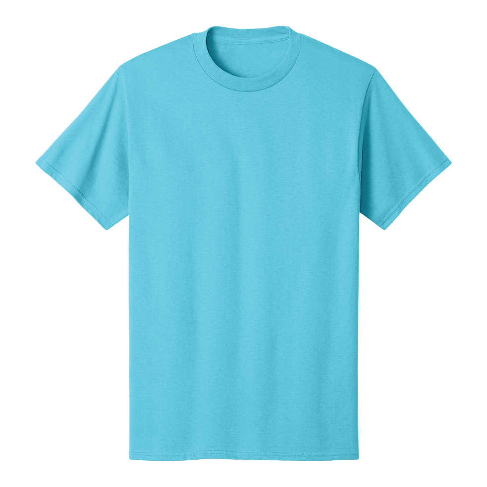 Aquatic blue Port & Company short sleeve crewneck t-shirt, front view.