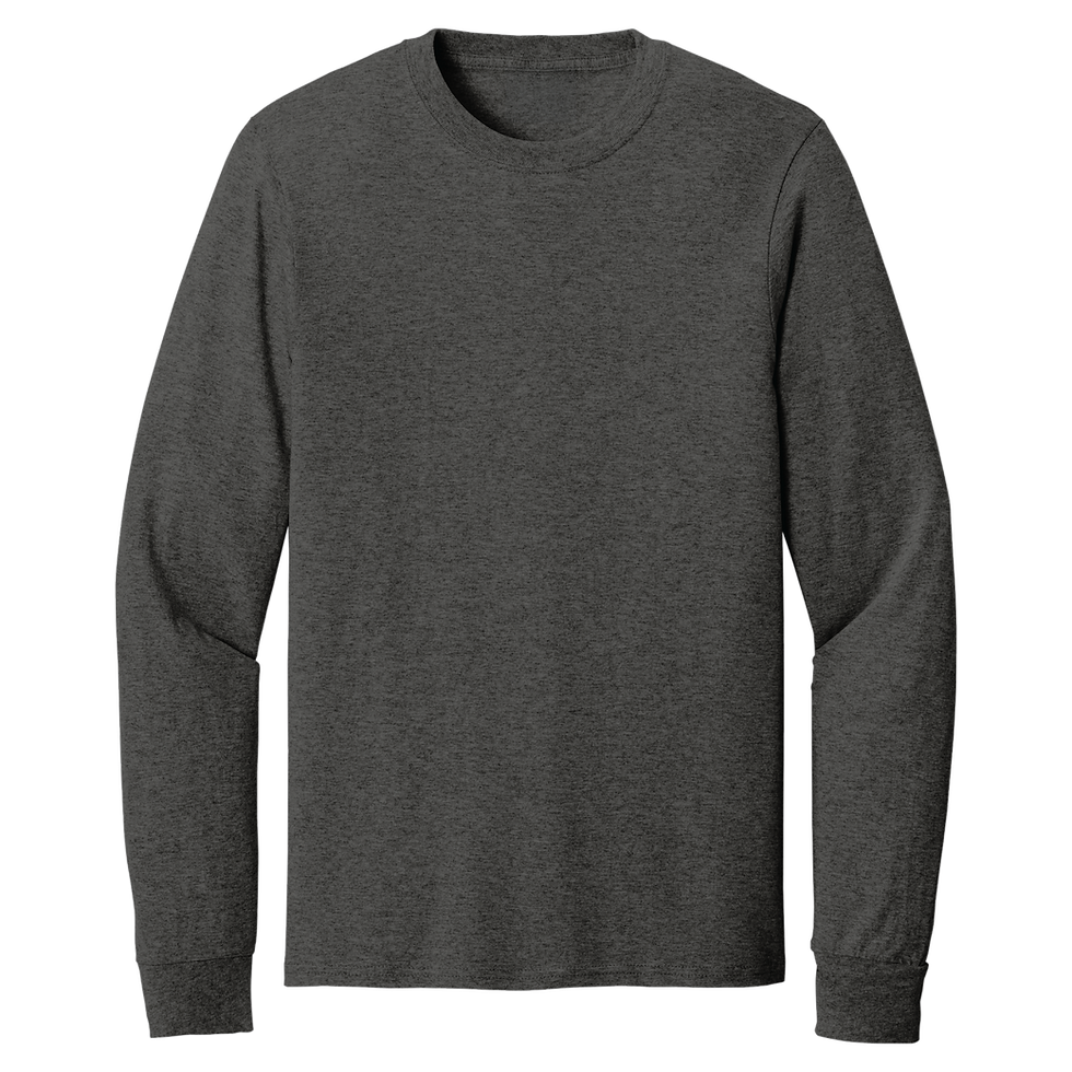 Thumbnail: Dark heather Port & Company long sleeve crew neck t-shirt, front view.