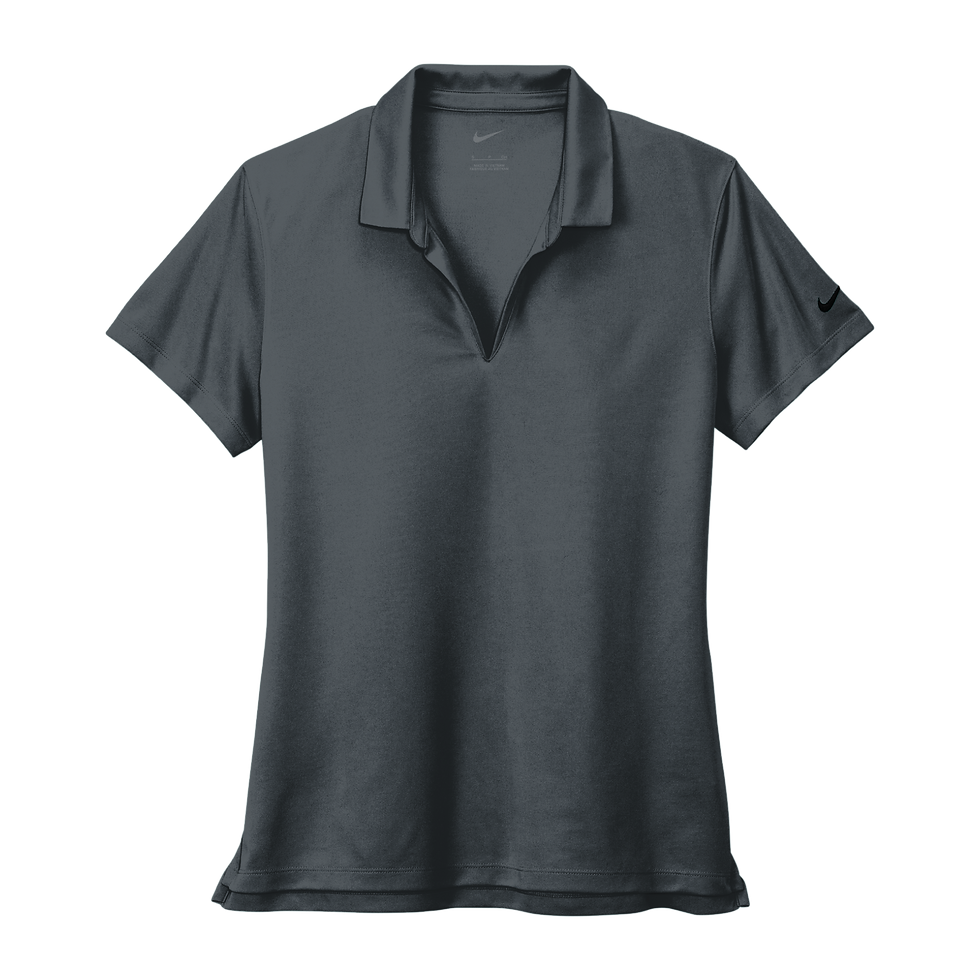 Women's Nike short sleeve v-neck polo shirt in anthracite.