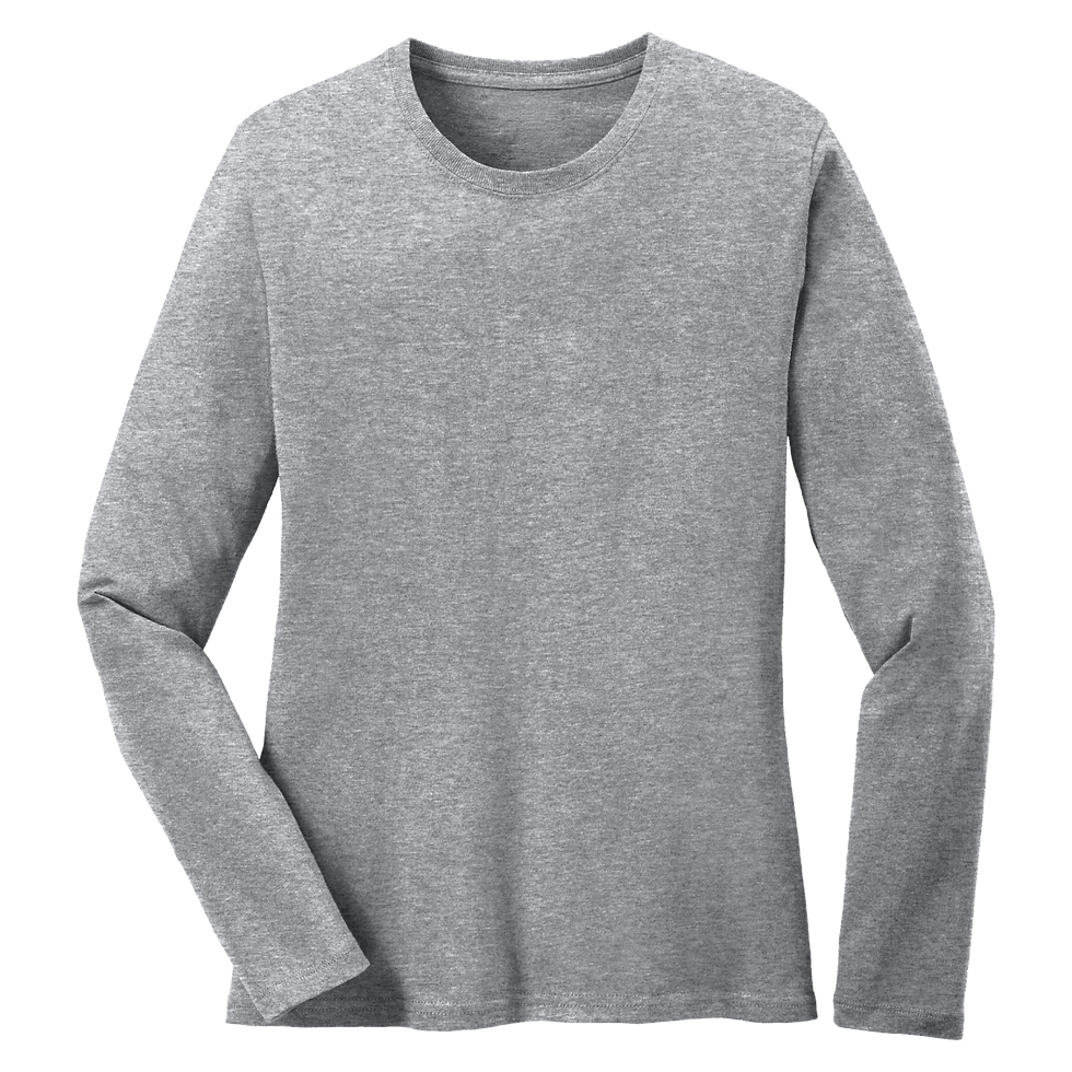 Front view of womens Port & Company athletic heather crewneck long sleeve t-shirt by Artcraft Sports Apparel.