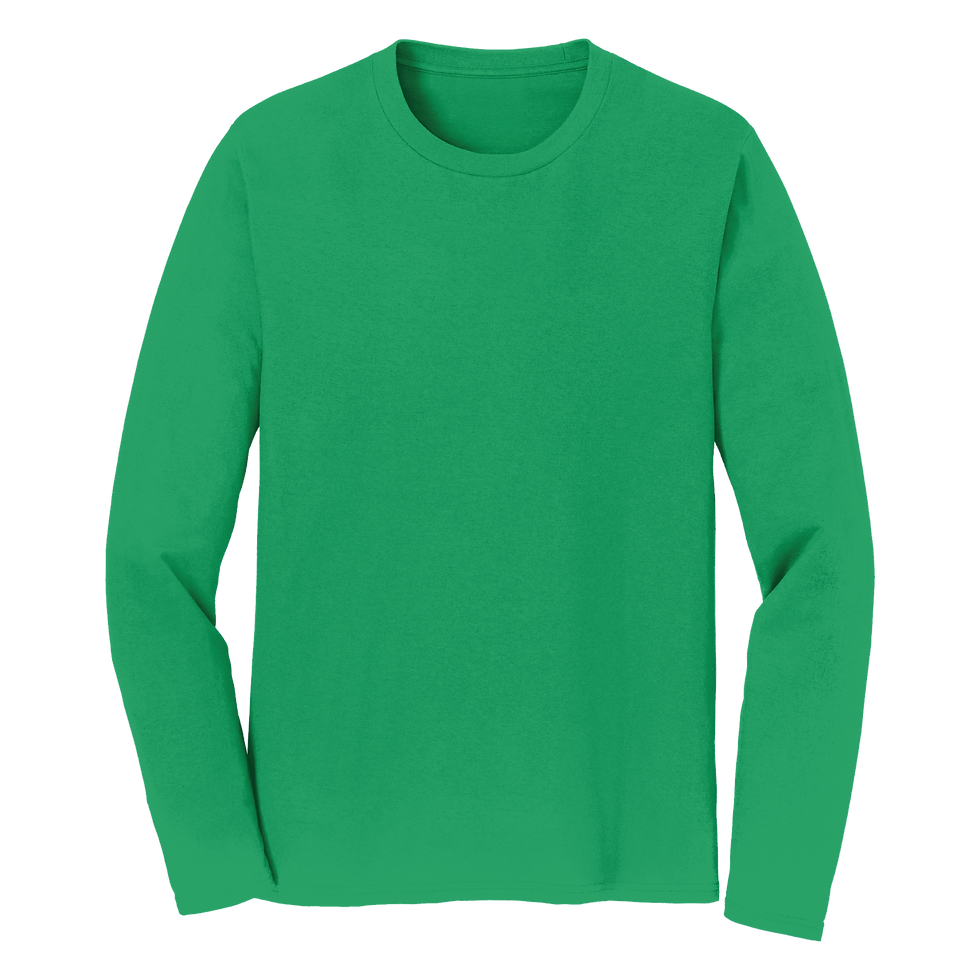 Port & Company athletic kelly long sleeve crewneck t-shirt, front view.