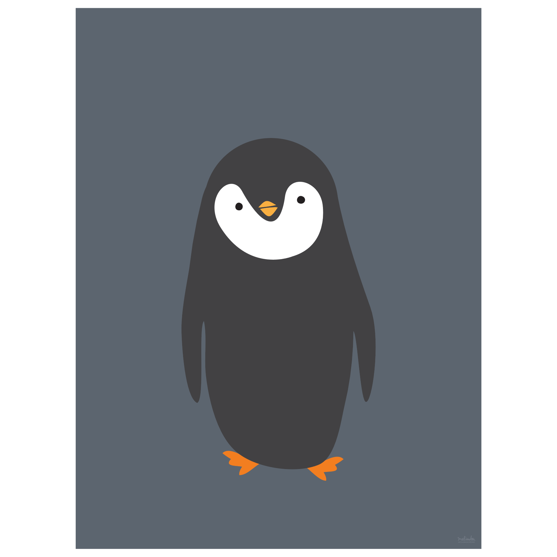 penguin art print - grey navy - digital download