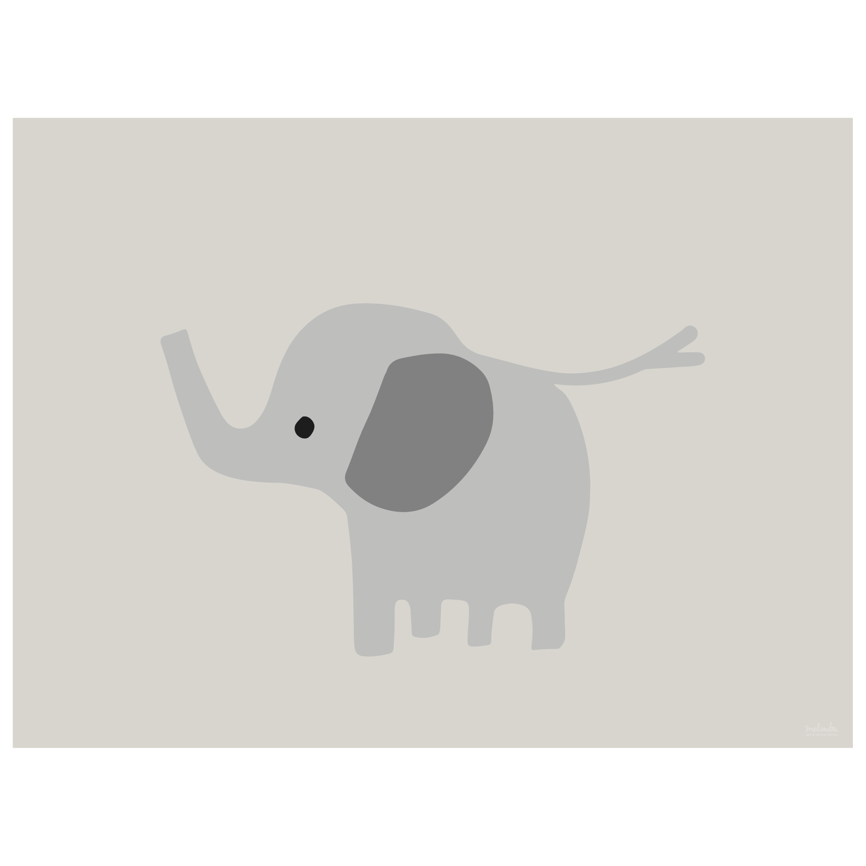 baby elephant art print - grey - digital download
