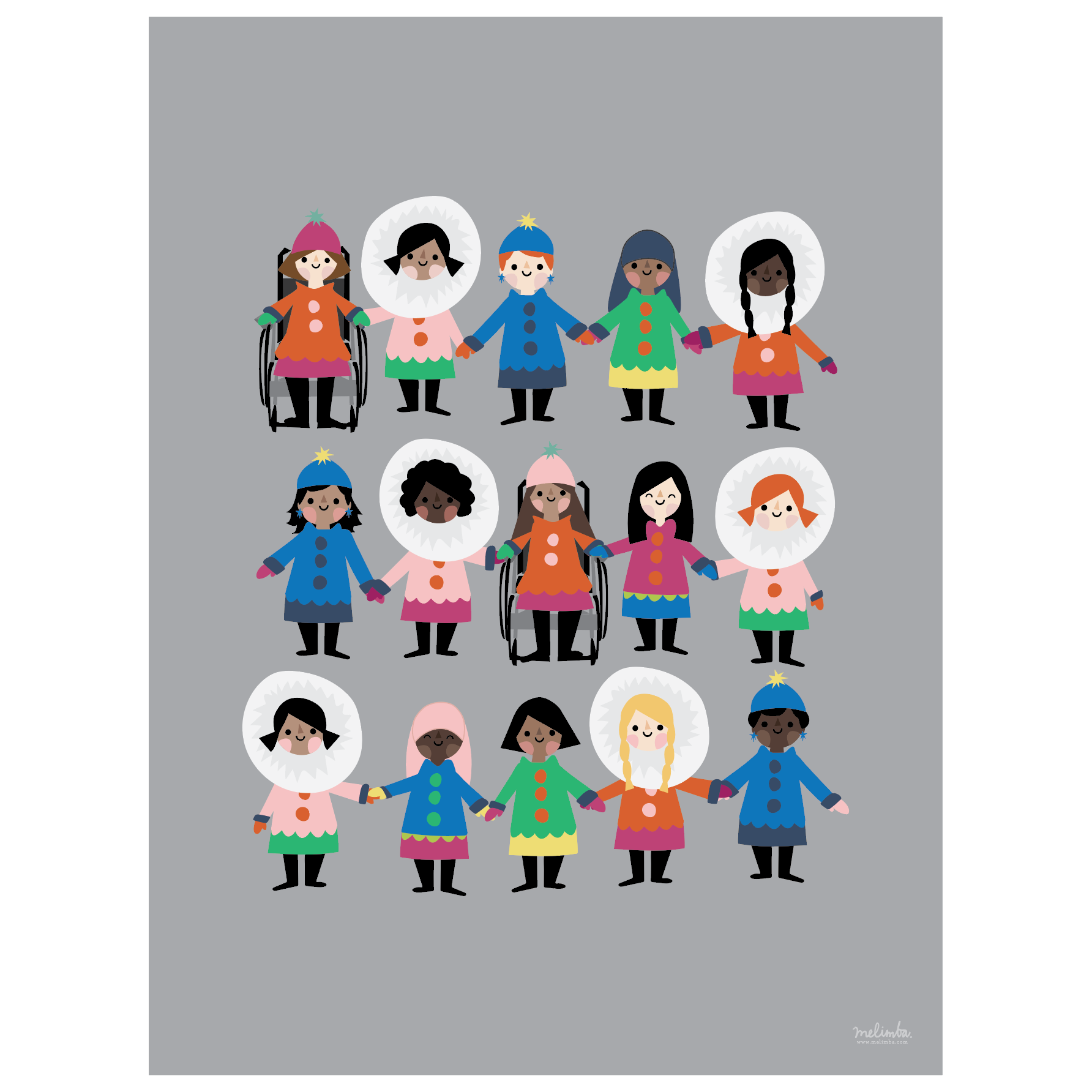 girl power art print - grey - digital download