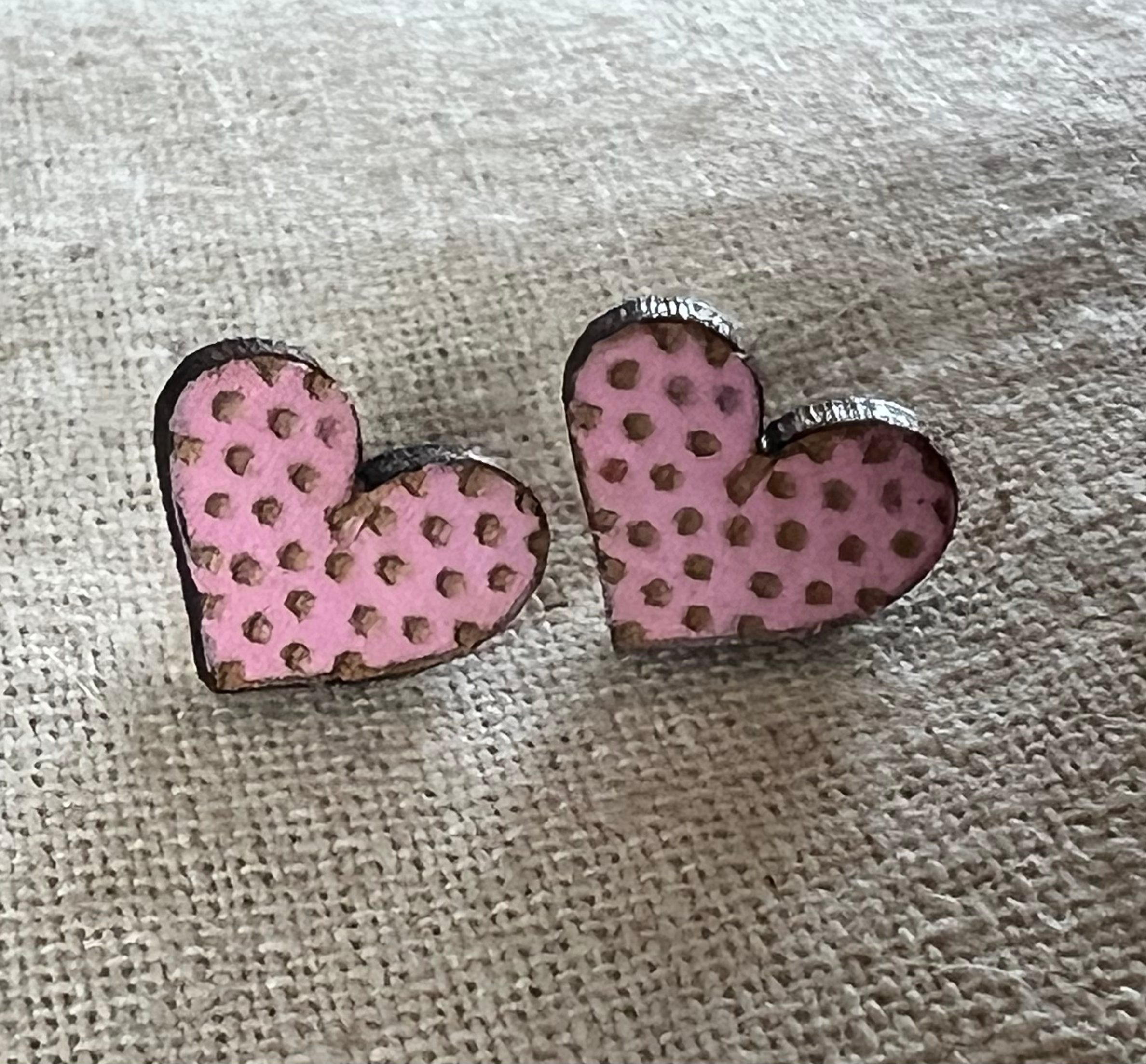Polka Dot Heart Studs