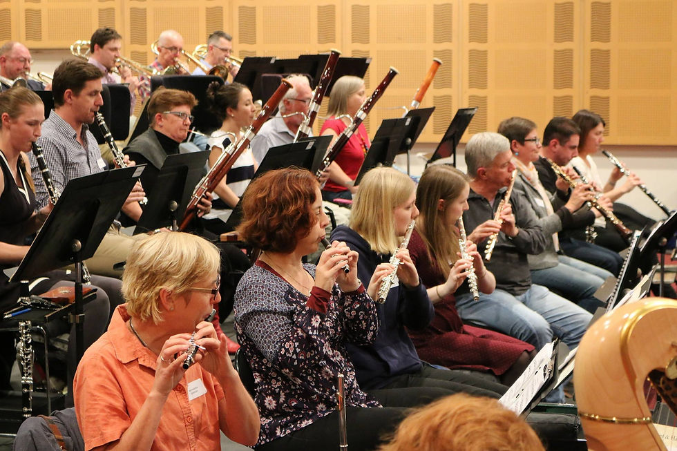 ASO woodwind members playing with commun