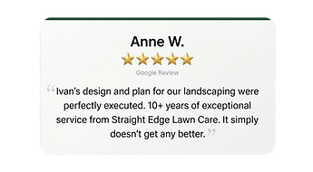 5 star landscaping review from St. Louis homeowner for Straight Edge Lawn Care planting and landscaping services