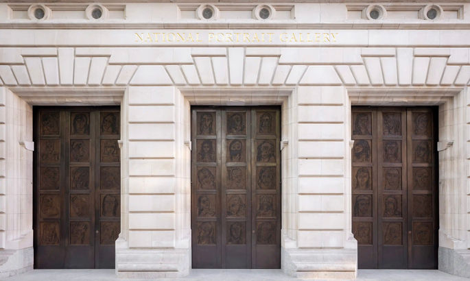 The new bronze doors of the National Portrait Gallery, unveiled in 2023