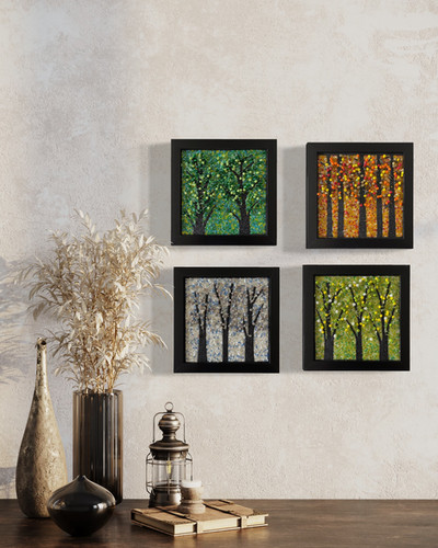 Bead Mosaic Art Kit 6x6 Set of Four Seasons - Bead Art by Sabrina Frey
