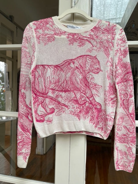 RARE Dior Dioriviera Embroidered Pink Sweater front view