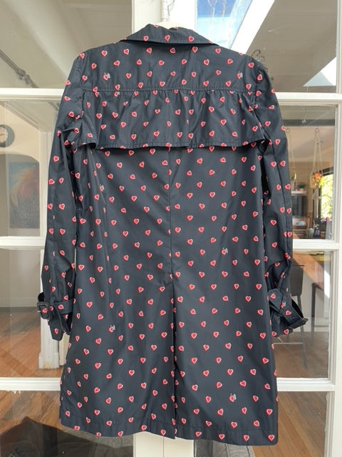 Prada Black Trench Coat with Hearts - Size 44 back view