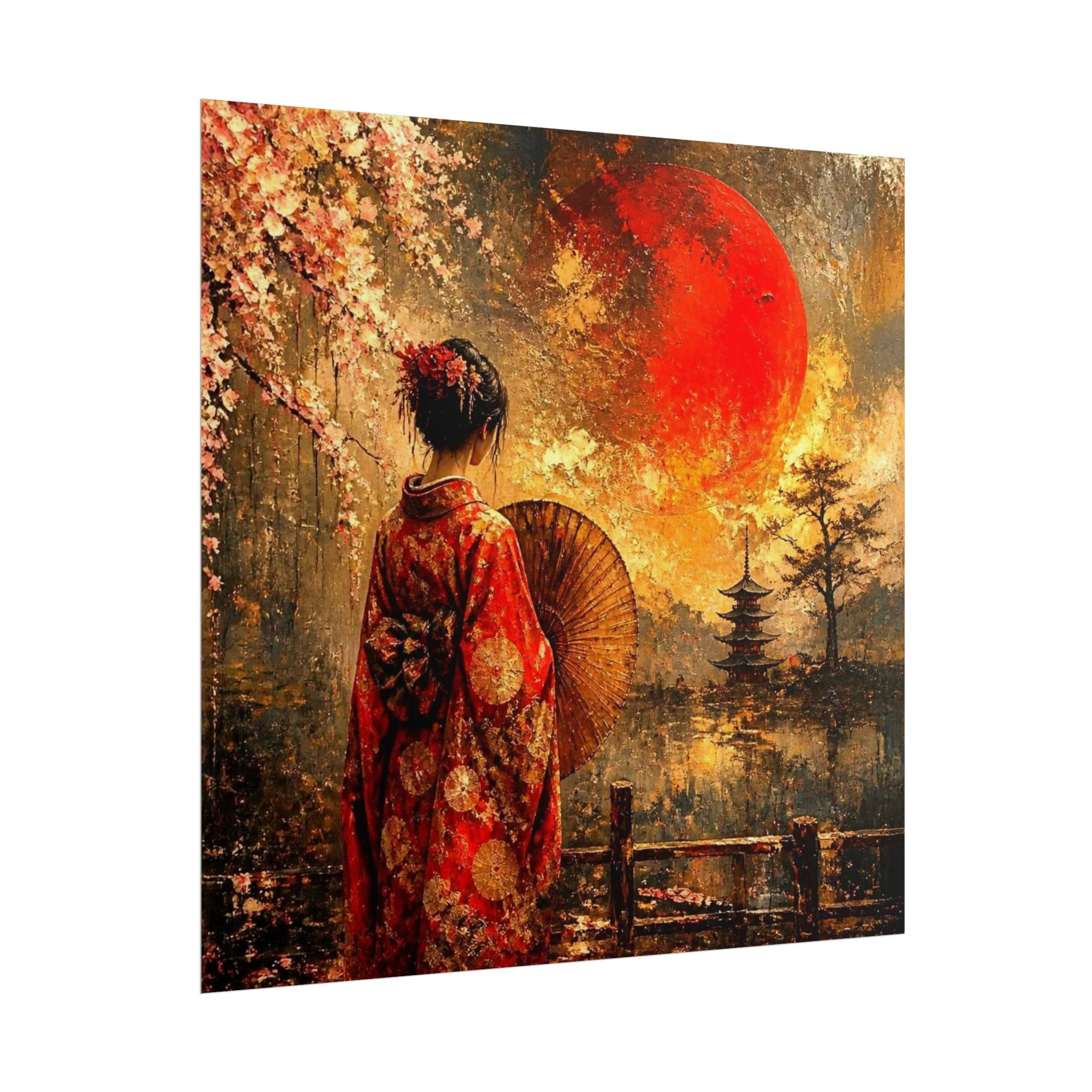 Japanese Geisha Sunset Poster