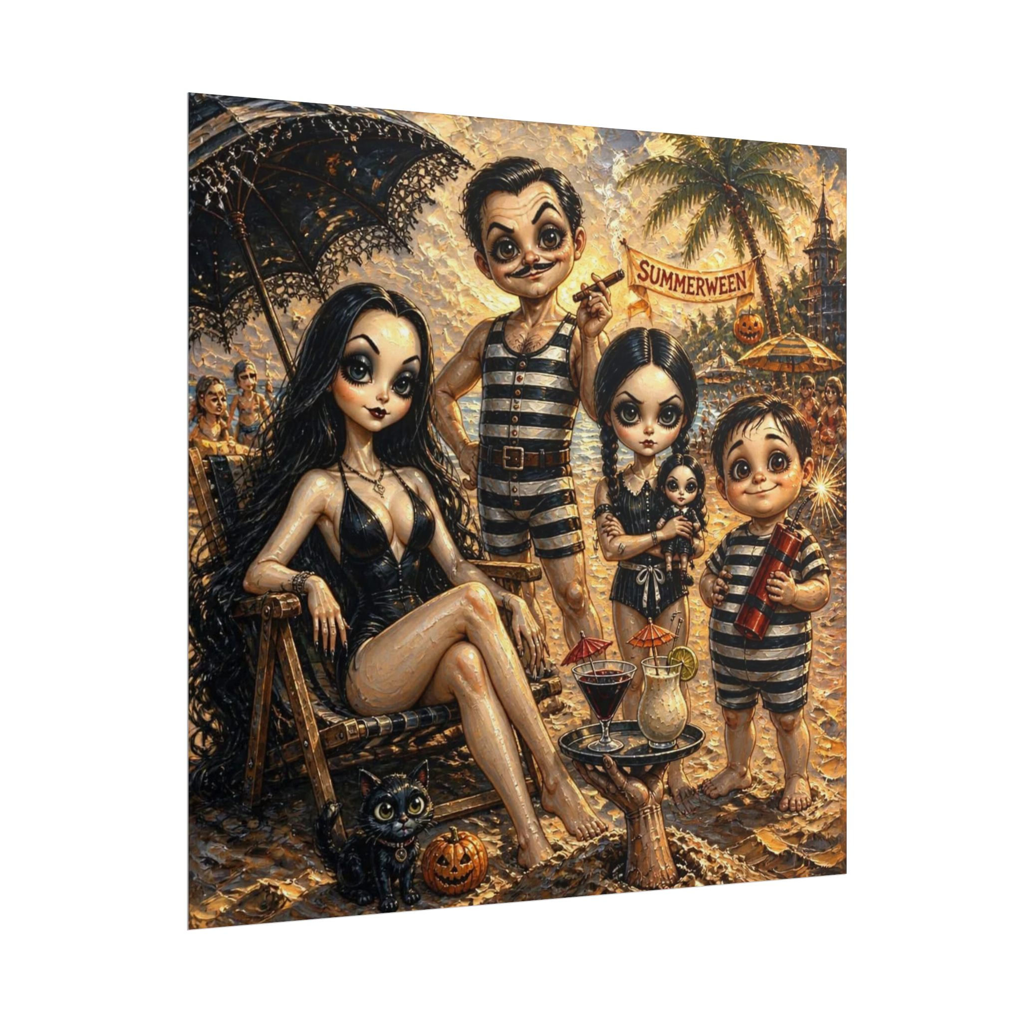 Addams Family Summerween Poster — Retro Gothic Family Art Print