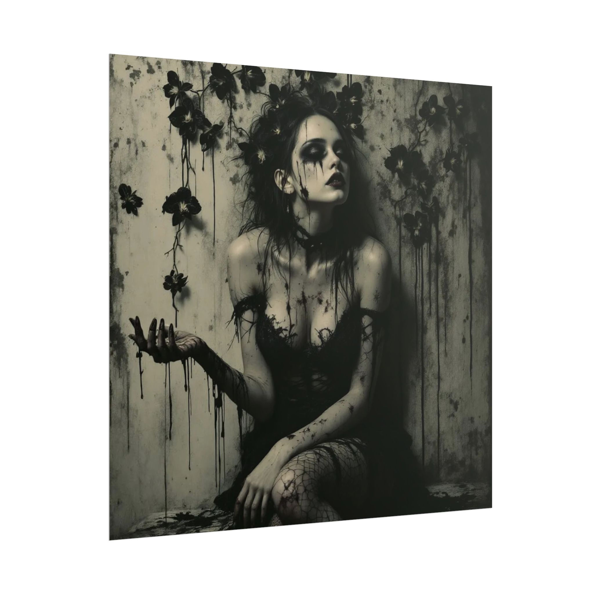 Gothic Dark Portrait Rolled Poster — Moody Vampire Aesthetic Wall Art