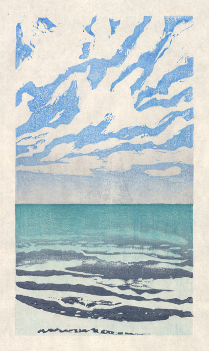 waves on beach, clouds and blue sky, horizon Lake Ontario, weathers