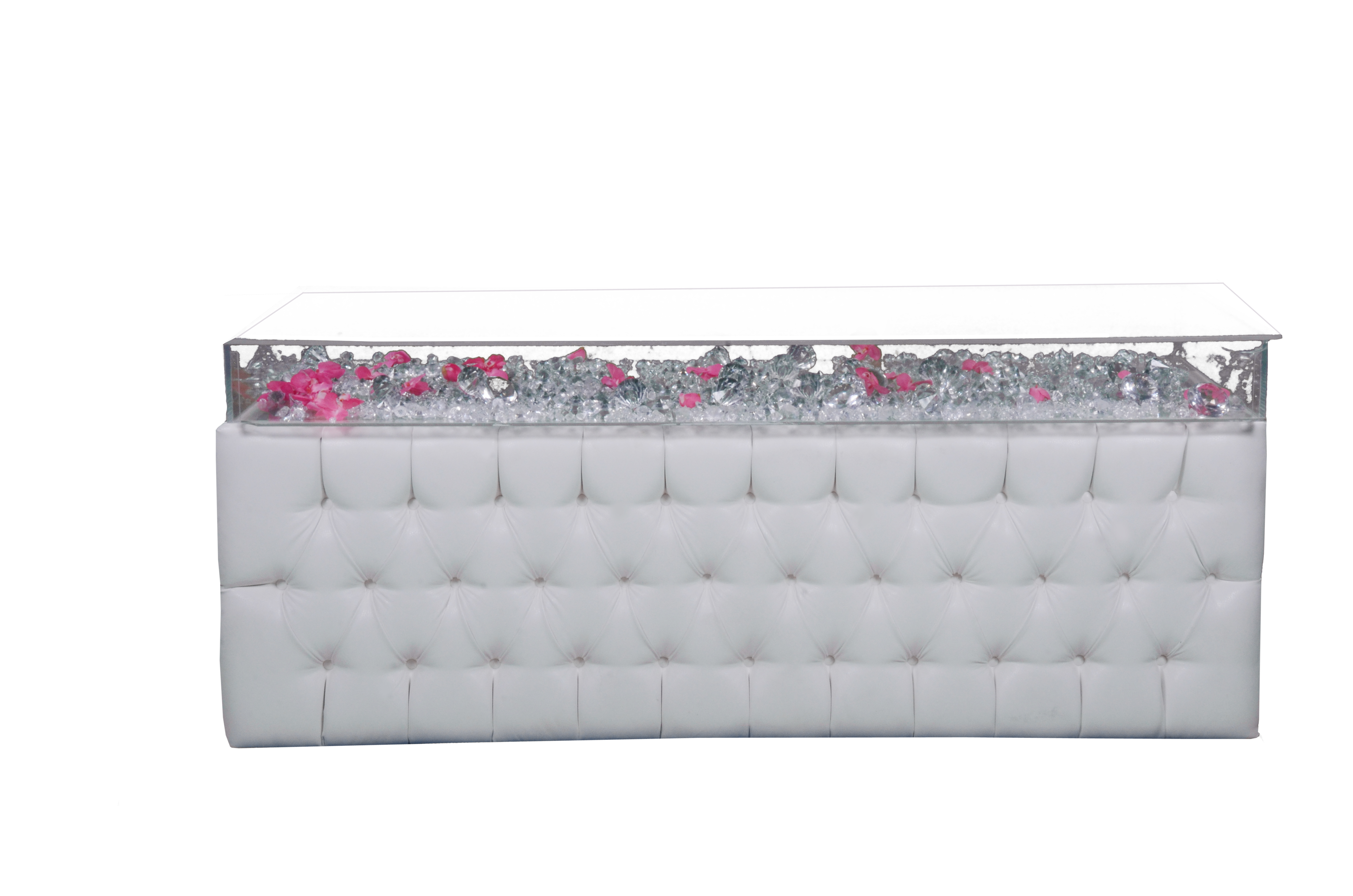 Rectangular tufted leather table