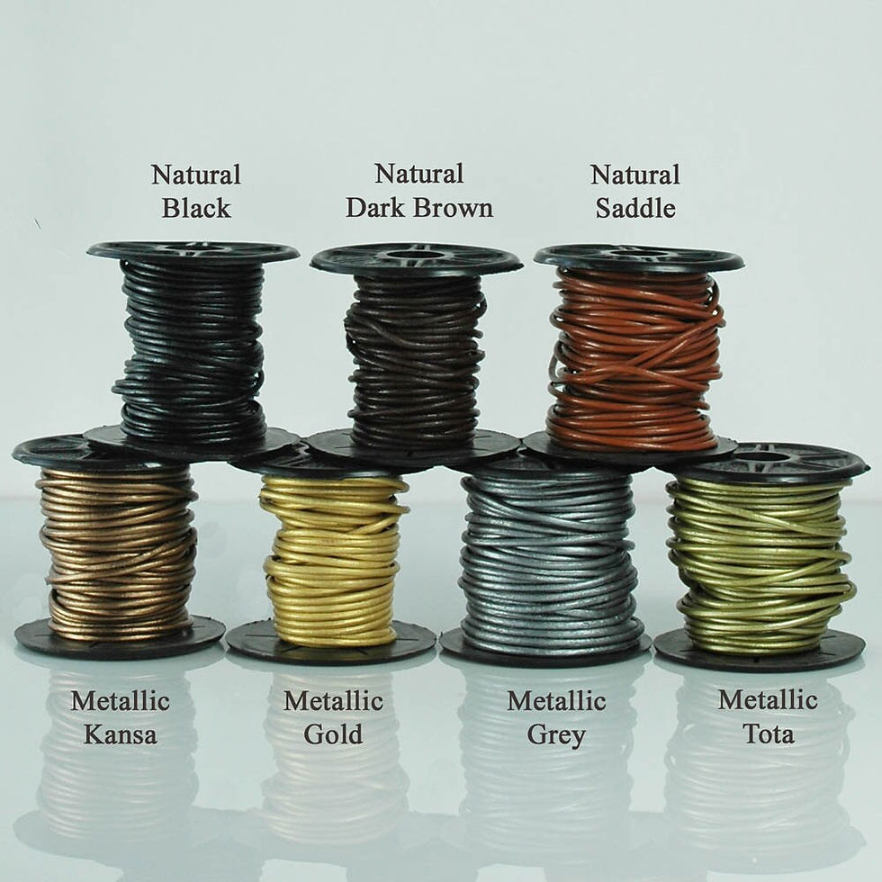 Thumbnail: Double Stacked Silver and Gold Pendant with Turquoise on Leather Cord