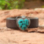 Thumbnail: Leather Cuff Bracelet with Sterling Silver and Hubei Turquoise Heart