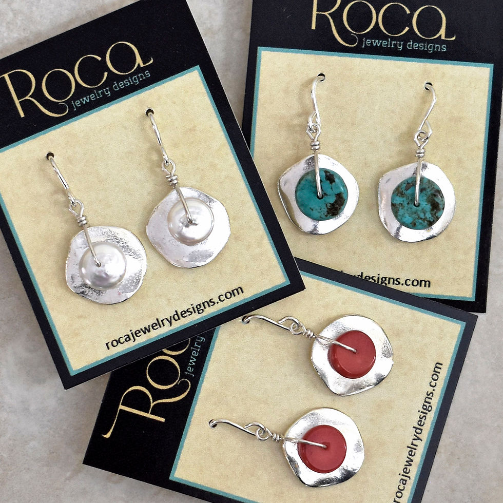 Thumbnail: Silver Cornflake Disc Earrings with White Freshwater Coin Pearls