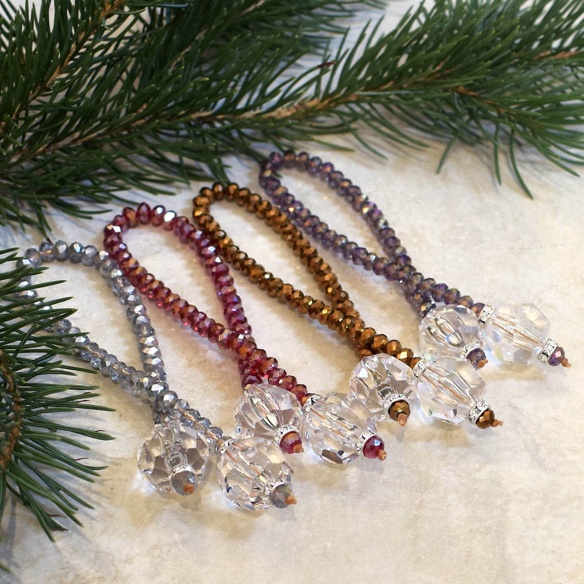 Beaded Crystal Christmas Ornament with Faceted Glass Drops