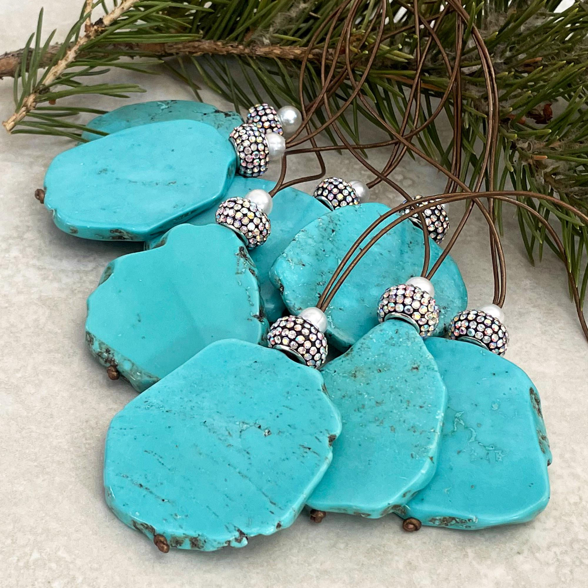 Turquoise Magnasite Slice Christmas Ornament