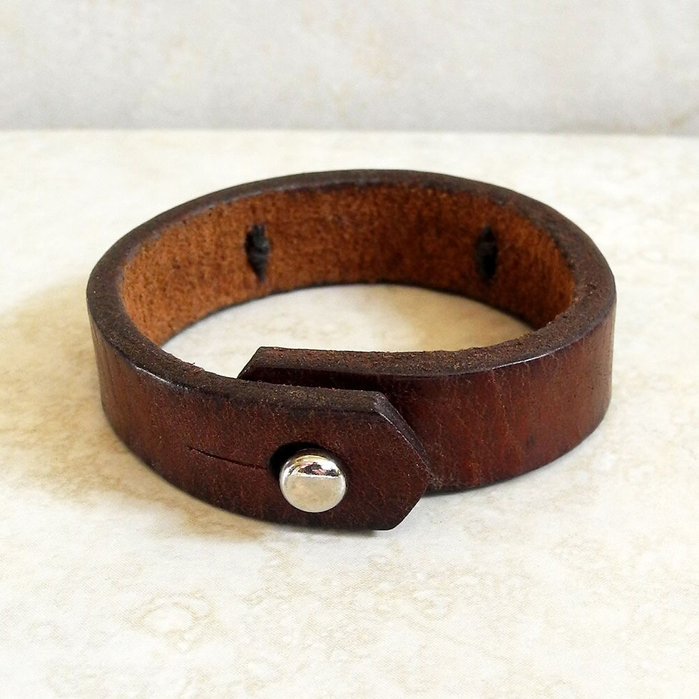 Thumbnail: Sterling Silver and Leather Cuff with "Journey" Native American Symbols