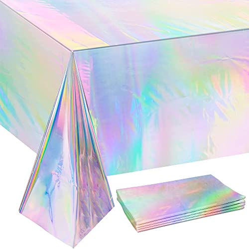 4 Pack Iridescence Plastic Tablecloths 54" x 108" 