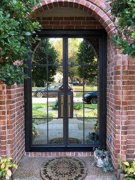 steel french door mirrored glass