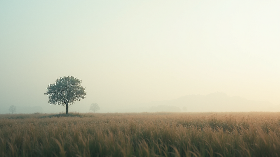 Close-up view of a serene landscape with a single tree