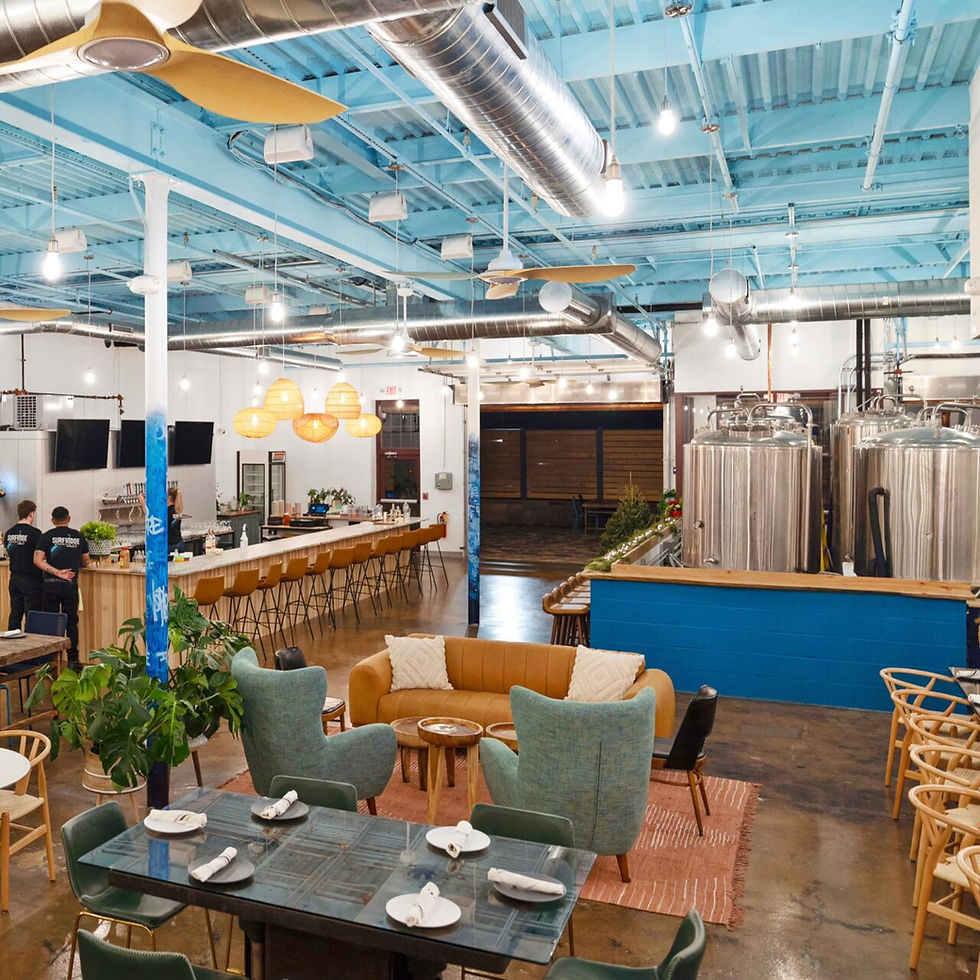 Open room style seating at Surfridge Brewing Co.