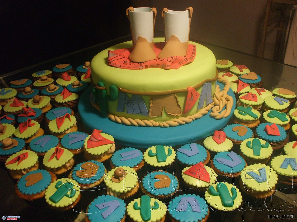 Vaqueros, torta y cupcakes