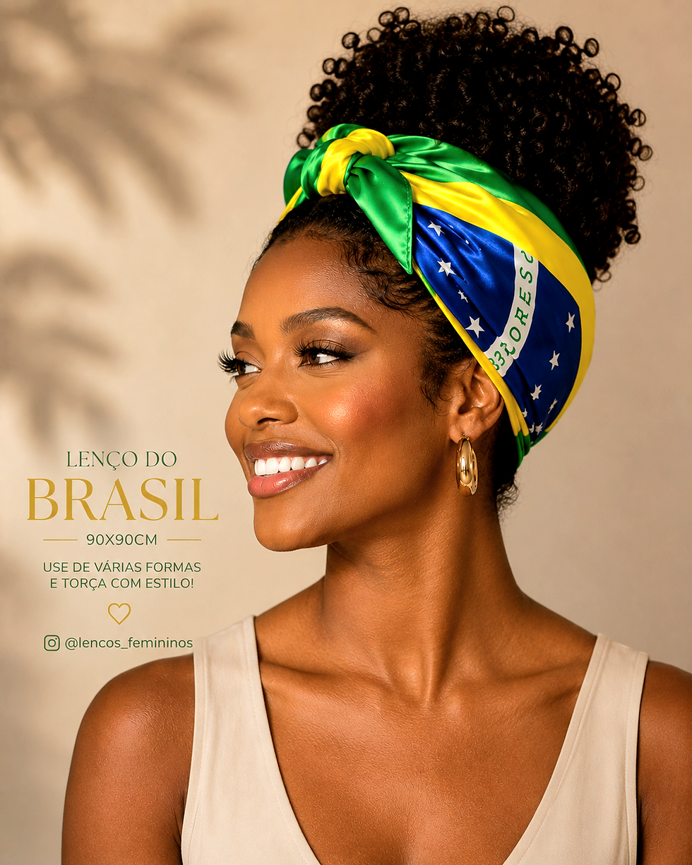 Miniatura: LENÇO grande 90x90 Brasil Verde Amerelo Bandeira