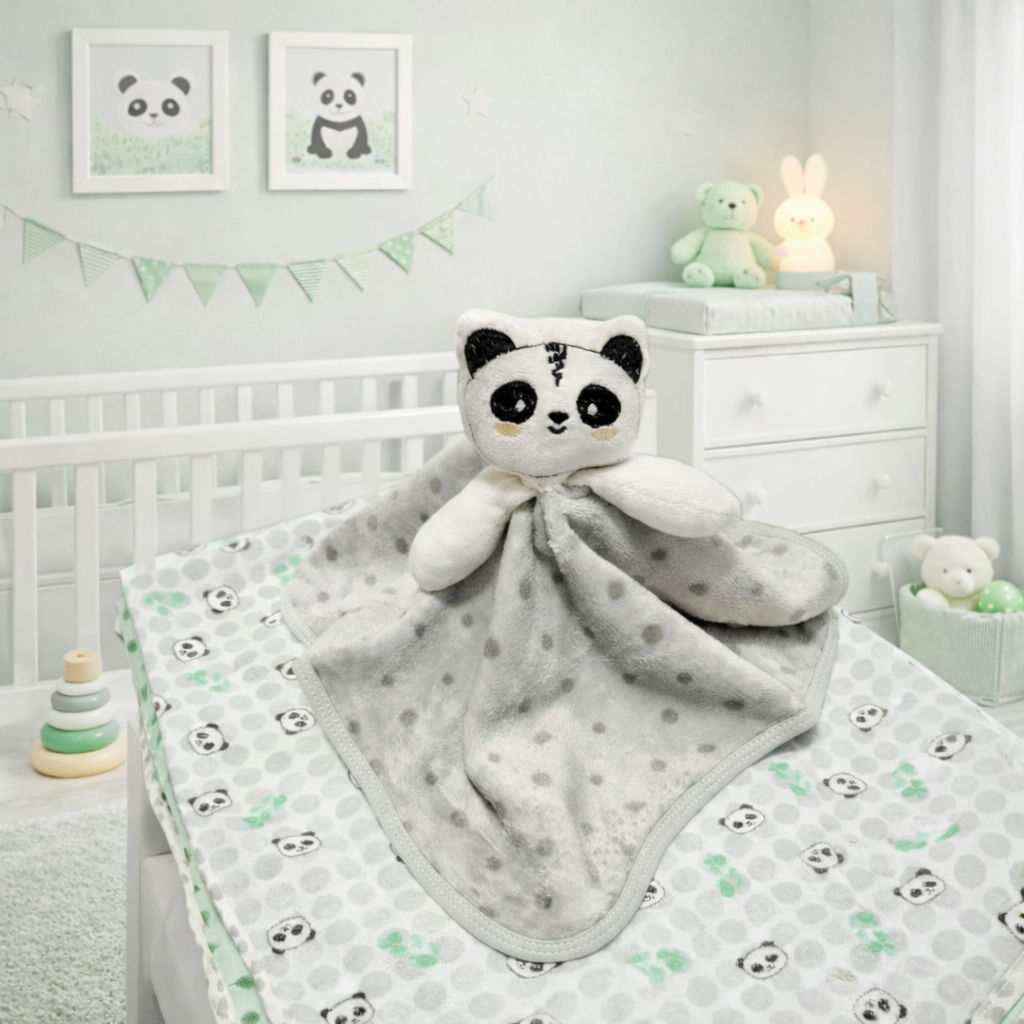 KIT NANINHA PANDA + MANTA DUPLA FACE URSO PANDA