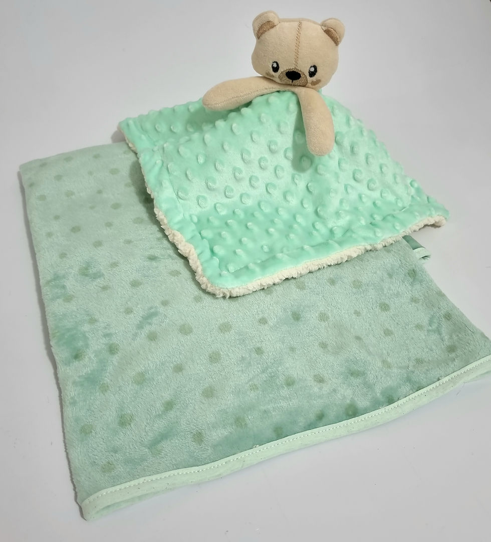 Miniatura: KIT PRESENTE, NANINHA Ursinho pipoca + manta polinhas (poá)