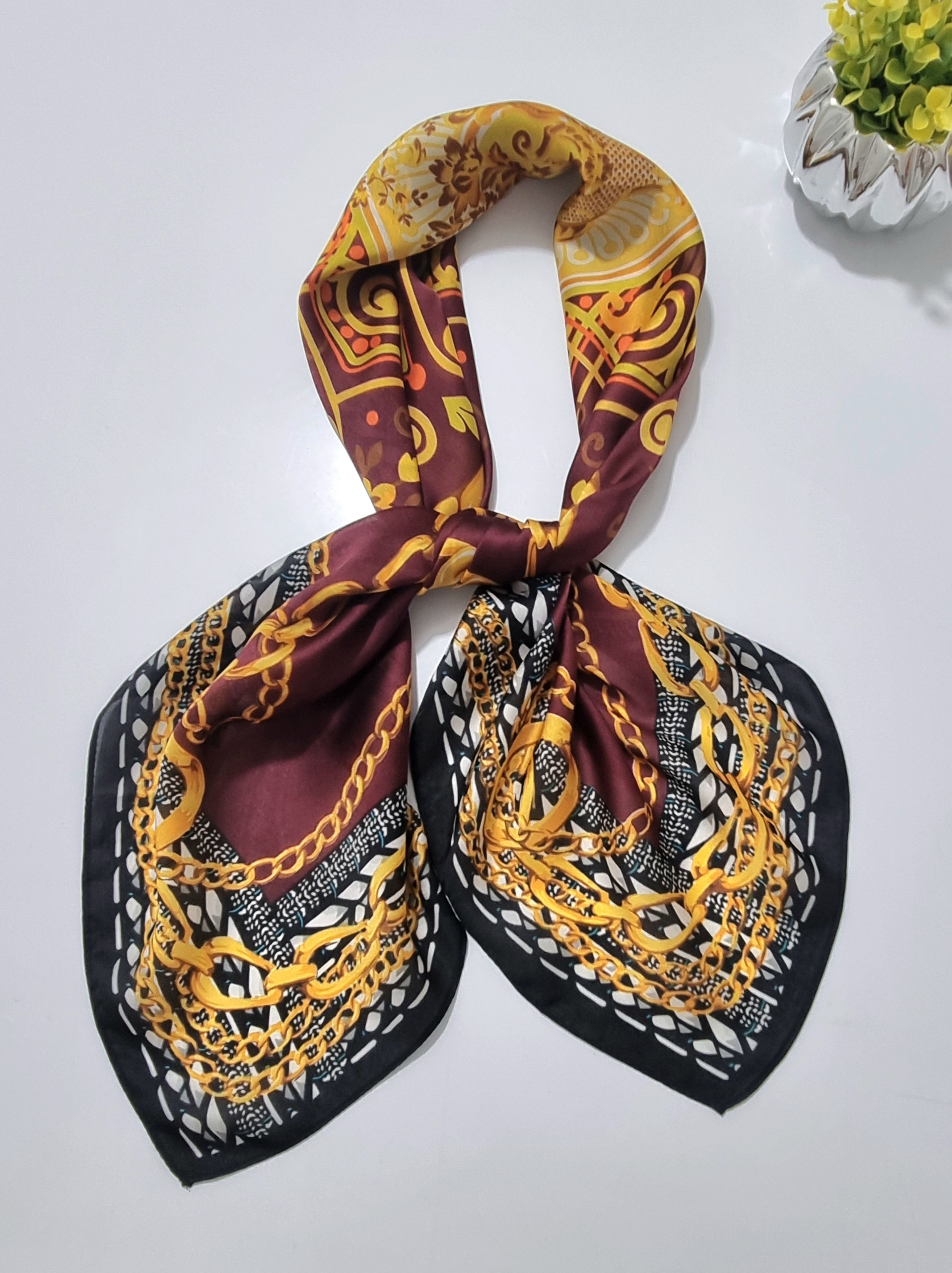 LENÇO grd. chique vinho amarelo