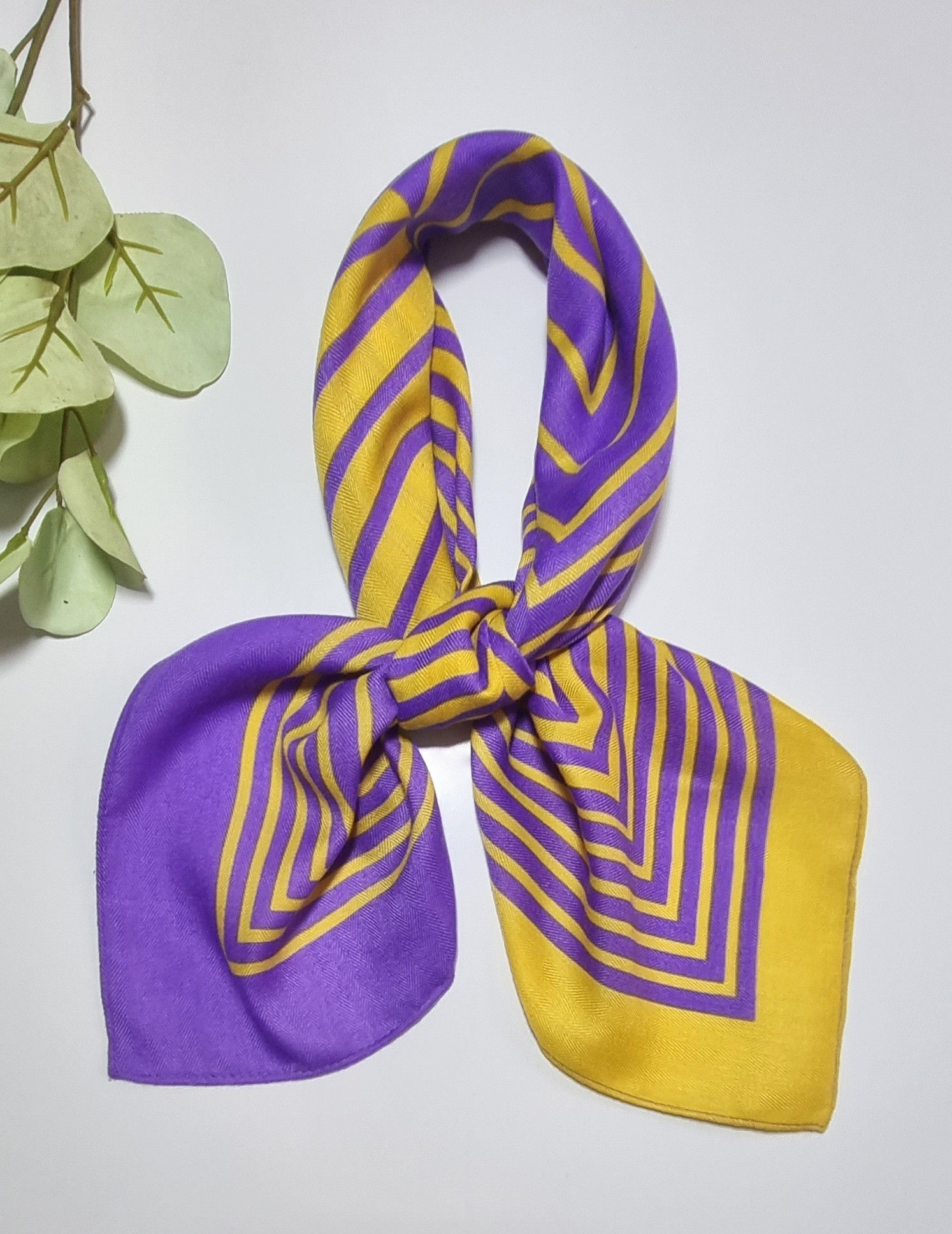 LENÇO médio mostarda lilás listras