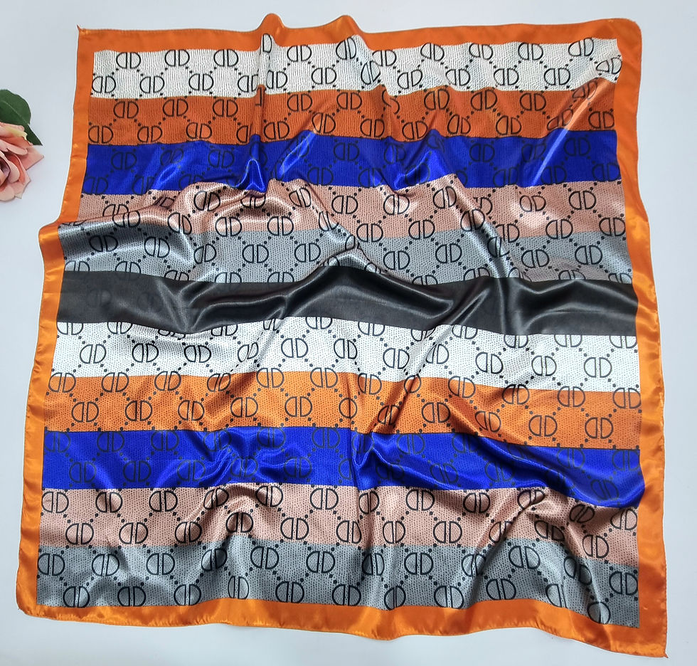 Miniatura: LENÇO laranja azul cinza listras