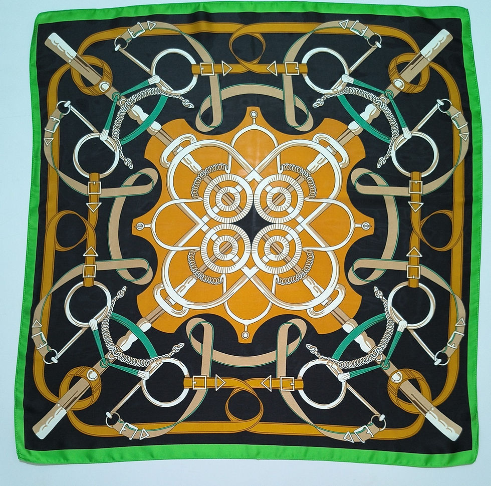 Miniatura: LENÇO Nobre Equestre preto dourado verde