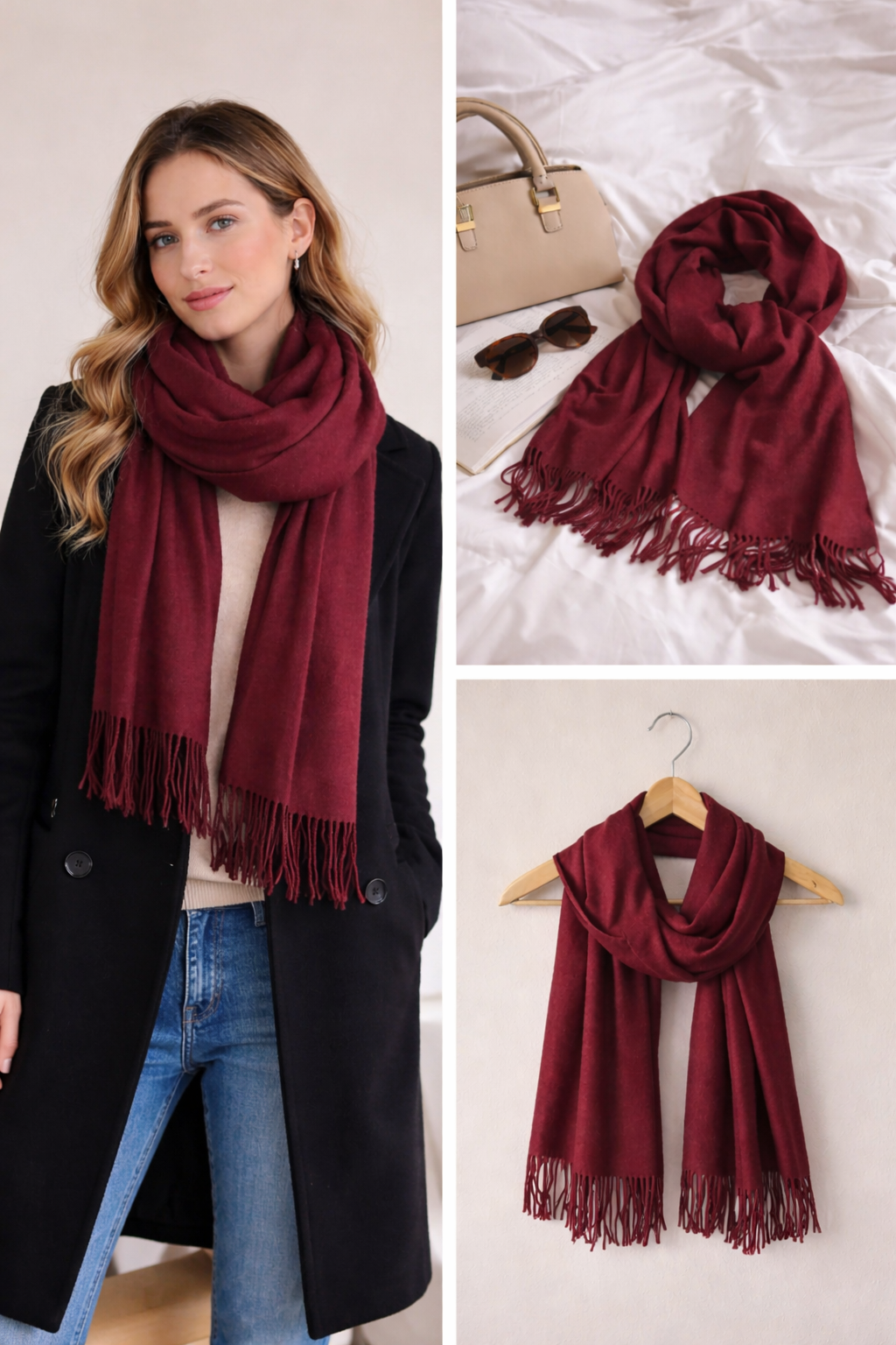 Cashmere Cachecol Pashmina vinho