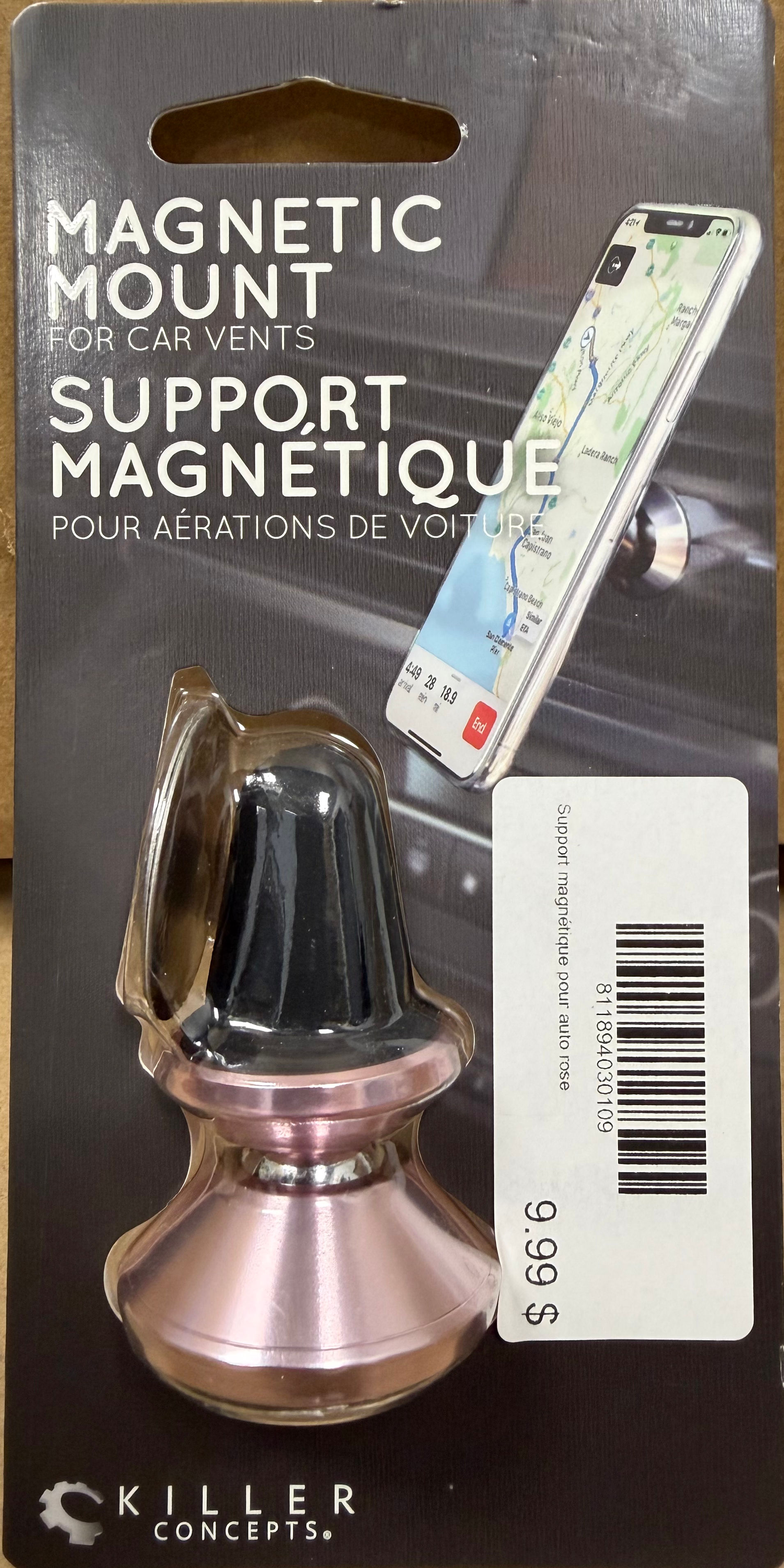 Support magnétique pour auto rose